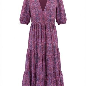 Oliphant Purple and Pink Patterned Maxi Dress